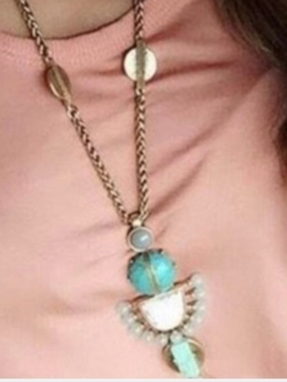Stella & Dot Totem Tassle Turquoise Pendant Versatile 3 Looks In 1. - Picture 7 of 7
